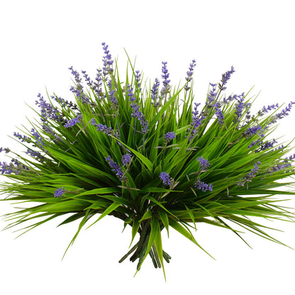 alyptus 12 Bundles Artificial Plants Outdoor Fake Monkey Grass with Flowers for Pot UV Resistant Plant Decor for Window Garden Patio Hanging Planter Pathway Front Porch (Grass with Flowers)