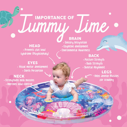 KooKooBaby Tummy Time Water Mat for Babies - Xtra Large Sensory Baby Water Mat for Tummy Time & Motor Development - Leak-Proof Water Pad, Durable Infant Water Play Mats for Baby Boys & Girls 3 Months+