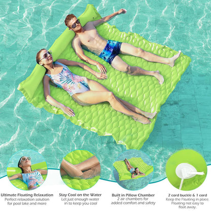 Jasonwell Floating Mat Pool Floats - Giant Inflatable Pool Float Lake Raft Lounge Floating Water Mat for Swimming Pool Floatie Lounger Beach Pool Party Toy for Adults & Kids (CH, XL)