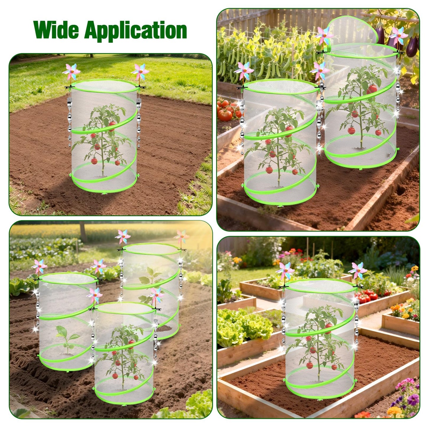4 Pcs Insect Bird Barrier Netting Mesh with Bird Reflective Devices, Outdoor Garden Protection Cover, Plant Covers, Garden Netting Plant Cover, Protect Plant Fruits Flower from Insect Bird Eating