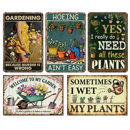 Rngmsi Vintage Garden Signs for Outside, Metal Funny Garden Signs Decorative Outdoor Yard Decorations, Gardening Gifts for Women Mothers Grandmas and Plant Lovers