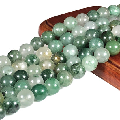 ABCGEMS African Green Moss Chalcedony (Gorgeous Inclusion- Mohs Hardness 6) Healing Chakra Energy Crystal Stone Ideal for Bracelet Necklace Ring DIY Jewelry Making Craft Men Women Smooth Round 8mm