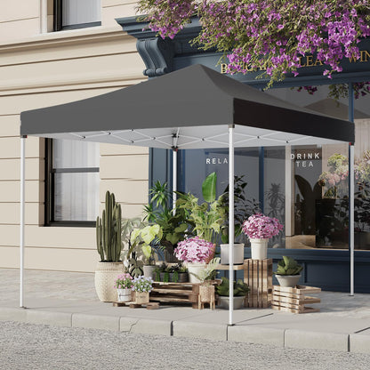 PHONWHON Shades 10x10 Pop Up Canopy, Heavy Duty Beach Tent with Carrying Bag for Easy Moving, Sun Shelter for Parties, Events, Camping, Outdoor Gazebo with 420D PU Coated Waterproof Grey Fabric
