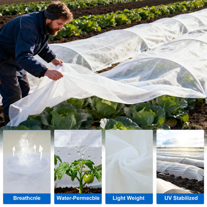 eisoco Plant Covers Freeze Protection, 10 * 40FT 1.1 oz/yd² Large Thick Frost Blankets for Outdoor Plants in Winter, Floating Row Cover for Vegetable Garden, Frost Cloth Plant Freeze Protection