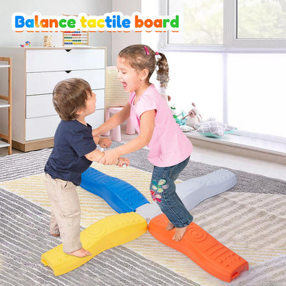 8Pcs Stepping Stones for Kids Balance Beam Toddler Non-Slip Plastic Balance Stepping Stones Sensory Toys for Toddlers, Indoor or Outdoor Play, for Age 3-5 Years, Orange Blue