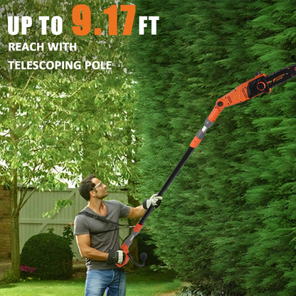 OUTESAWSUPER Electric Pole Saw for Tree Trimming 8-Inch Corded Telescoping Power Pole Saw Adjustable Head Pole Chainsaw for Tree Trimming Courtyard Household