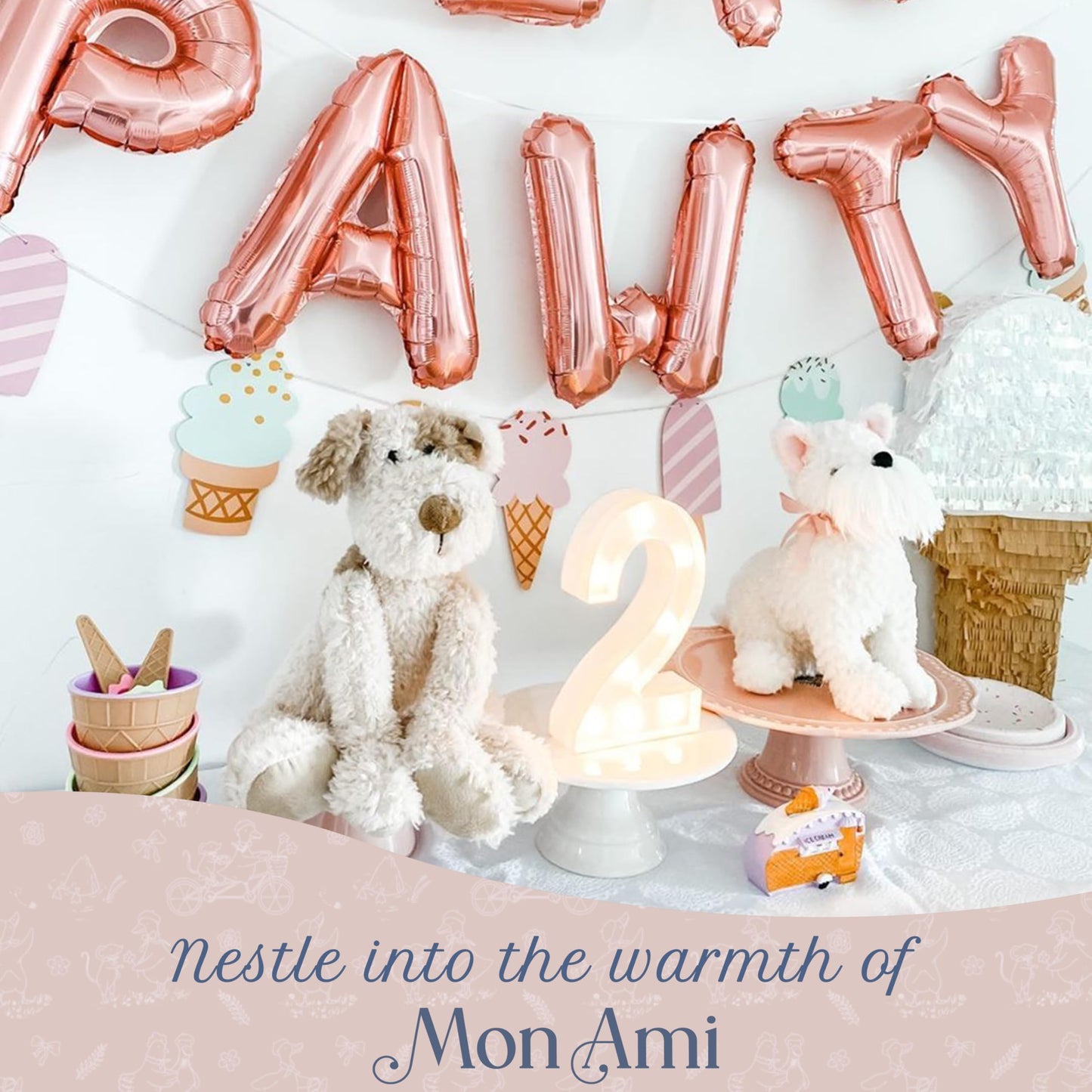 MON AMI Bogart Shaggy Puppy Plush Toy - 18", Soft & Cuddly Plushie with Long Legs & Floppy Feet, Adorable Stuffed Animal for Kids, Baby Gift, Huggable Soft Toy, Perfect for Snuggling & Playtime