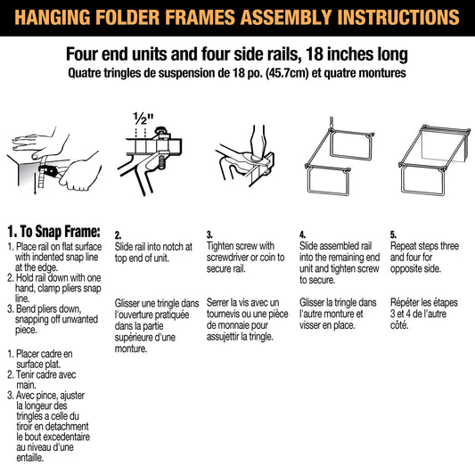 Officemate Hanging File Frame, Letter Size, Adjustable 14 to 18-Inches, 2 Count (Pack of 1),Silver, 91990