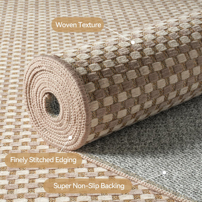 YDKGL 3x5 ft Area Rug Entryway Runner Rug Non Slip Washable, Boho Woven Kitchen Runner Rugs Door Mat Entry Rugs Carpet for Indoor Foyer Backdoor Hallway Floor Bedroom Living Room, Easy Clean, Brown
