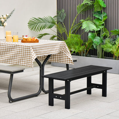 Giantex 2-Person Outdoor Bench Seat - Backless Patio Garden Bench, 47” Weatherproof Outside Chair with Slatted Seat, Metal Frame, 660 LBS Capacity, Dining Bench Chair for Yard, Park, Balcony, Black