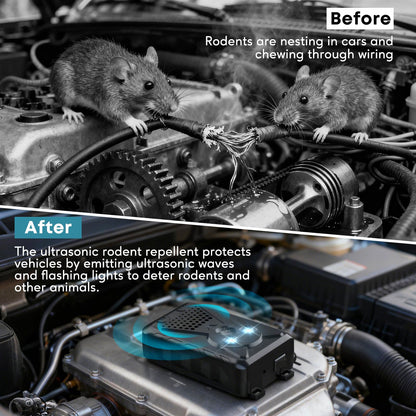 Ultrasonic Pest & Rodent Mouse Squirrels Repellent, 1 Pack Plug-in Electronic Rat Bat Bug Spider Repeller, Battery Operated Deterrent Control Mice for Car Engines, Replace Mouse Traps Indoor, Outdoor