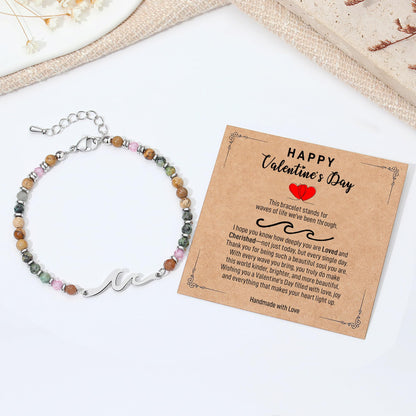 Valentines Day Gift for Her, Dainty Wave Bracelet for Women Jewelry, Valentines Day Gifts for Daughter, Mom, Wife, Friends, Girlfriend, Coworkers, Sister, Teacher, Female