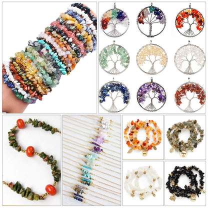 500 pcs Natural Chip Stone Beads, Jungle Agate 5-8 mm Irregular Gemstones Healing Crystal Loose Rocks Bead Hole Drilled for Jewelry Making Bracelet