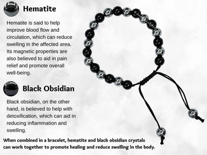 Amazing Gemstone Bracelet for Lymphatic Drainage - Black Obsidian Hematite Bracelet Set for Men Women Healing Calming Anxiety Stress Relief Gifts Pulseras Para Hombres Mujer Stocking Stuffers