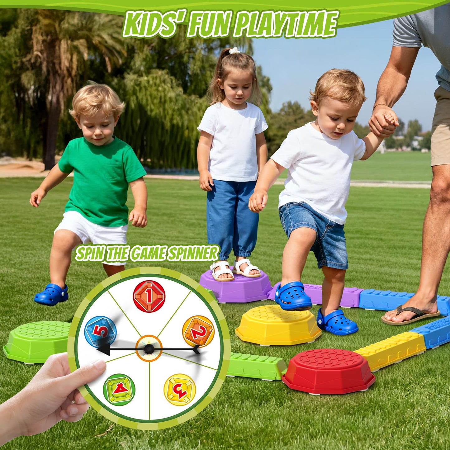 HYES Balance Beams Stepping Stones for Kids, Obstacle Courses Sensory Toys for Toddlers, Non-slip Jumping Step Stones Balance Beam Indoor & Outdoor Play Games Birthday Gifts for Boys Girls 3-5