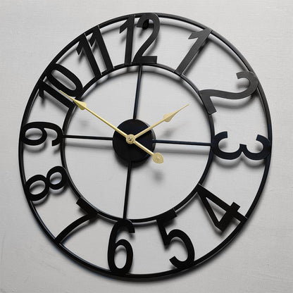 SUKYING Large Outdoor Clock, Silent Non-Ticking Battery Operated Outdoor Wall Clock, Black Modern Metal Wall Clock for Patio, Porch, Pool Area, Kitchen, Bedroom, Living Room, Farmhouse Decor - 16 Inch