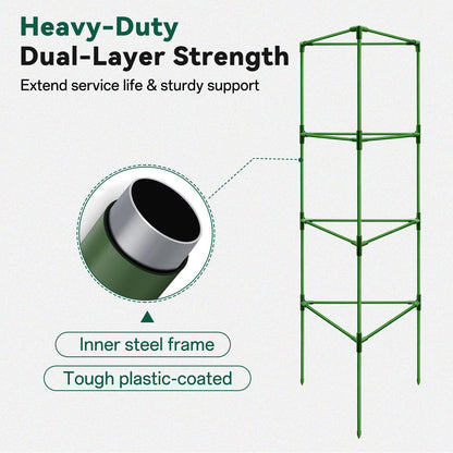 Halatool 3 Pack Tomato Cages for Graden 60 Inch, Adjustable Metal Tall Heavy Duty Tomato Trellis Plant Support, Foldable Tomatoes Stakes for Climbing Vegetables Flowers Fruits