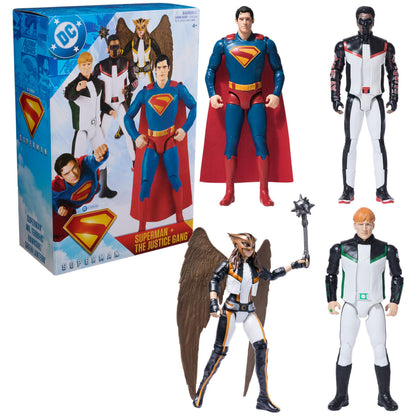 DC Comics, Superman, Green Lantern, Hawkgirl, and Mr. Terrific 4-Pack, 12-Inch Action Figure Set, Superhero Toys for Kids Ages 4 and Up