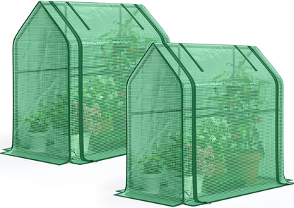Quictent Mini Greenhouse for Indoor, 2-Pack Tabletop Portable Small Green House Waterproof UV Protected Cover Shelter for Outdoors, Garden Plant Seed Starting Nursery, 36"x18"x33", Green