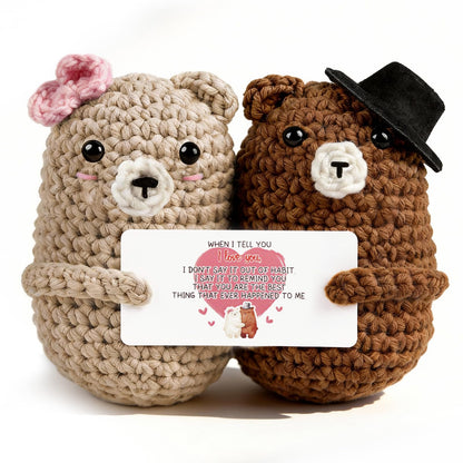WenmthG Bear Couple Crochet Gift – Handmade Knitted Bear Lovers – Wedding Engagement for Couples, Husband Wife, Boyfriend Girlfriend