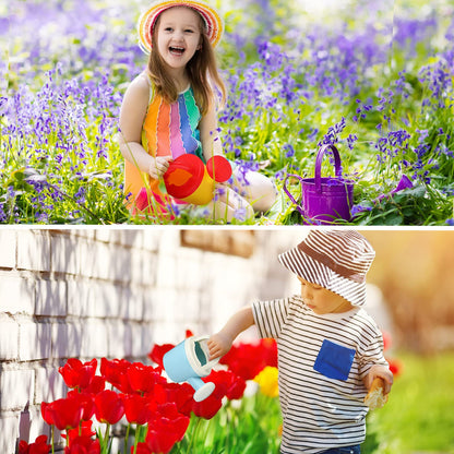 Sosation 12 Pieces Watering Can for Kids Bath Buckets Toys Play Sand Toys Plastic Small Watering Pot with Handles for Childrens Gardening Tools Beach Playing Sand(Basic Style)