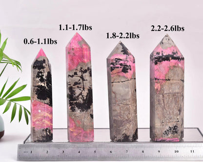 Rhodonite Stone Tower Obelisk Healing Crystal Stone Wand Natural Reiki Meditation Gifts 1.7-2.2 LBS
