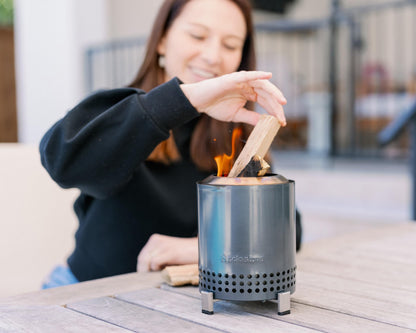 Solo Stove Mesa, 5.1 Inch Tabletop Fire Pit with Stand - Smokeless, Stainless Steel Fire Pit for Camping, Outdoor & Patio- Wood Burning or Pellet Fueled Portable Bonfire, 1.4lbs, Gunmetal