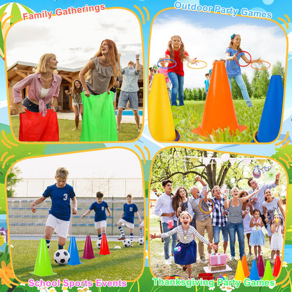 KUBUSFLY Potato Sack Race Bags, 116 Pcs Outdoor Carnival Games for Kids, Lawn Field Day Games Set with Bean Bags, Ring Toss, Cones, Bingo Cards, Carnival Yard for Family Adults Kids Birthday Party