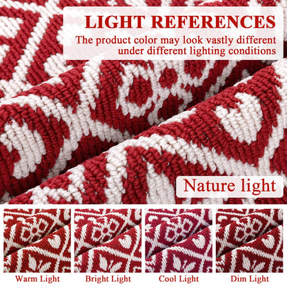 Ileading Christmas Entrance Door Mat, Absorbent Dog Mats for Muddy Paws, Low-Profile Small Red Xmas Decor Kitchen Runner Rug with Non-Slip Backing, Machine Washable Entryway Welcome Mat(Red 24"X36")