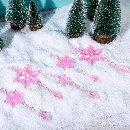 Boao Light Pink 15 Pcs Crystal Snowflake Ornaments for Winter Acrylic Snowflake Decorations Wonderland for Party Favor Celebration