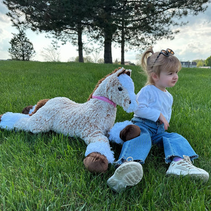 Tezituor 3ft Large Realistic Horse Stuffed Animal, 35.4 Inches Big Stuffed Pony Plush Toys for Ridding, Hugging Soft Horse Plush Theme Body Pillow Christmas Birthday Gift for Boys Girls