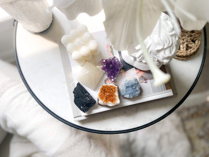 Crystal Set, 5 Pieces - Amethyst, Citrine, Celestite, Selenite, Black Tourmaline