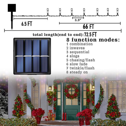 TW SHINE 2 Pack Solar Christmas Lights Decorations Outdoor, Total 400 LED 132 FT Solar Powered Outdoor Christmas Lights with 8 Modes, Waterproof Christmas Decor for Home Tree Party Yard (White)