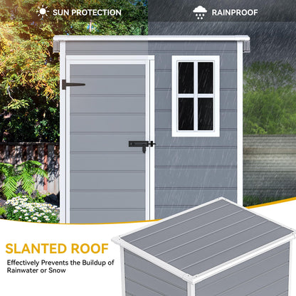 DWVO 5x3ft Resin Outdoor Storage Shed with Floor, Waterproof Lockable Storage Shed with Window, Plastic Outside Tool Storage for Garden, Backyard, Patio, Lawn,Gray