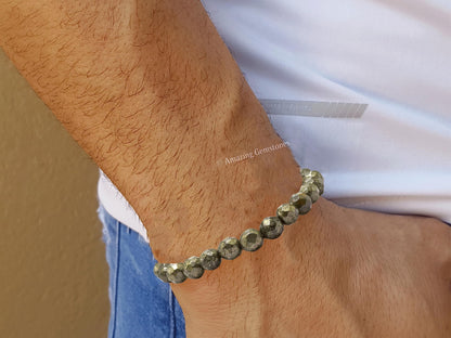 Amazing Gemstone Pyrite Bracelet for Women - Chakra Mens Bracelet Protection Crystals and Healing Stones - Blessing Bracelet Spiritual Meditation Gift Christmas Stocking