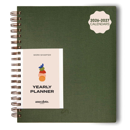 Anecdote Spiral Planner w/2026-2027 Calendar (8.5" x 10") | Start Anytime - 52 Weeks, Undated Planner Pages | To-Do List Organizer, Plan Your Success, Achieve Productivity Goals (Evergreen)
