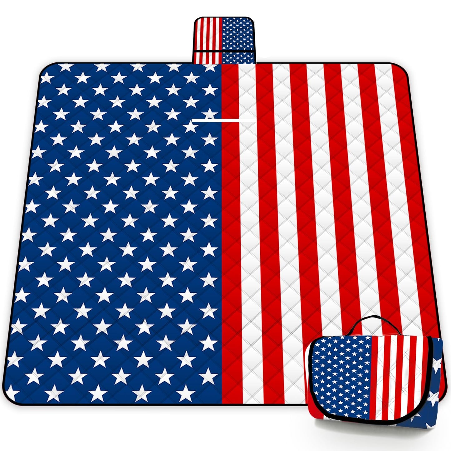 Poedist Extra Large Patriotic Picnic Blanket Waterproof,80"x 80"Foldable Machine Washable Beach Blanket,Outdoor Blanket for 6-8 Adults,Suitable for Indoor Crawling,Park Beach,Camping,Hiking,Travel