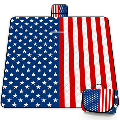 Poedist Extra Large Patriotic Picnic Blanket Waterproof,80"x 80"Foldable Machine Washable Beach Blanket,Outdoor Blanket for 6-8 Adults,Suitable for Indoor Crawling,Park Beach,Camping,Hiking,Travel