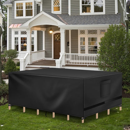 Richwon Patio Furniture Cover, Waterproof Rectangle Outdoor Table Cover, Heavy Duty Sectional Set Protection 108"L x 82"W x 28"H, Black