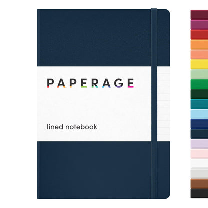 PAPERAGE Lined Journal Notebook, (Navy), 160 Pages, Medium 5.6 in x 8 in - 100 GSM Thick Paper – Hardcover Journaling Notebook for Work, School & Note Taking
