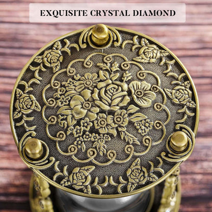 SuLiao Hourglass Sand Timer 60 Minute, 60 Min Mandala Rose & Engraving Brass Sand Clock,Metal Iron Black Sand Timer, Antique Reloj De Arena,Unique 1 Hour Glass Sandglass for Gift Office Desk Decor