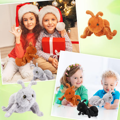 Shappy 3 PCS Plush Ant Set 10'' Soft Stuffed Ant Toys for Kids - Perfect for Hugging, Playtime, and Gifts - Durable, Washable, and Realistic for Birthdays and Holidays(Brown, Black, Gray)
