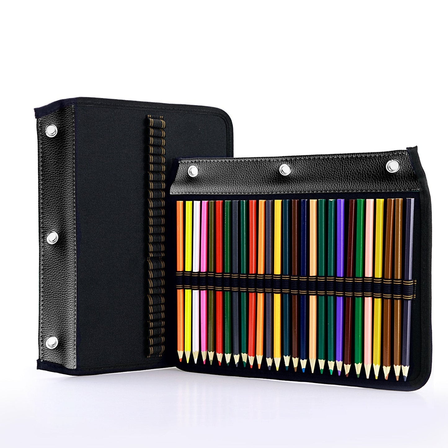 YOUSHARES 54 Slots Pencil Sleeve - Standard 3 Ring Binder Designed Pencil Page Compatible with 216 Slots Pencil Case for Watercolor Pencil, Gel Pen & Cosmetic Brush (Black)