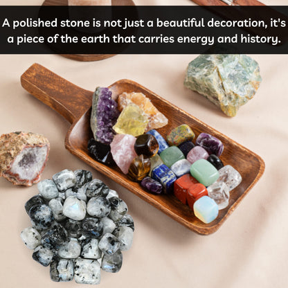 Amazing Gemstone Rainbow Moonstone Crystals and Healing Stones Tumbled - 1000+ Carats Rainbow Moonstone Stone, Healing Stones for Energy Balance, Stress Relief - Premium Polished Gems Rocks
