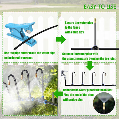 Dianrui 360° Curved Garden Automatic Irrigation System—50FT Drip Irrigation System for Garden, Garden Mister System for Greenhouse, Yard, Lawn, Plant (Dropper Atomizing Mist Nozzles, 5/16")