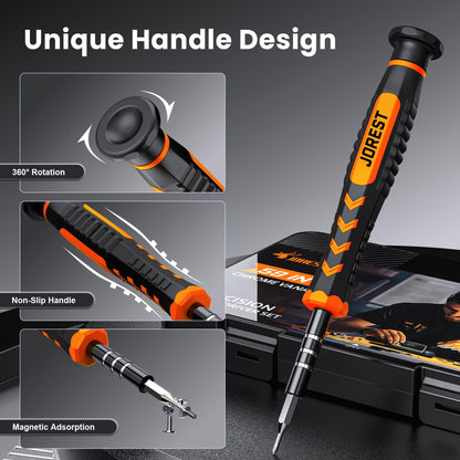 JOREST 59Pcs Small Precision Screwdriver Set with Torx T5, T6, T8, Mini Repair Tool Kit for Macbook, Computer, Laptop, iPhone, PS4 PS5, Xbox, Switch, Eyeglasses, Watch, PC, Ring Doorbell, Electronic