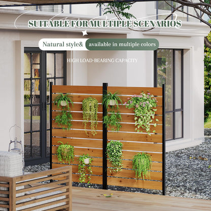 Privacy Fence Screen Outdoor Freestanding Privacy Fence Panel Decorative Patio Privacy Screen Air Conditioner Fence Outdoor Privacy Panels for Deck Porch Balcony (Wood, Reddish Brown)