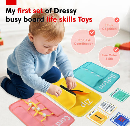 Docifun Toddlers Busy Board Montessori Toys for 3 Years Old Girls Boys Birthday Gifts, 12-in-1 Sensory Developmental Toys Educational Activities for Preschool Learning Fine Motor Skills