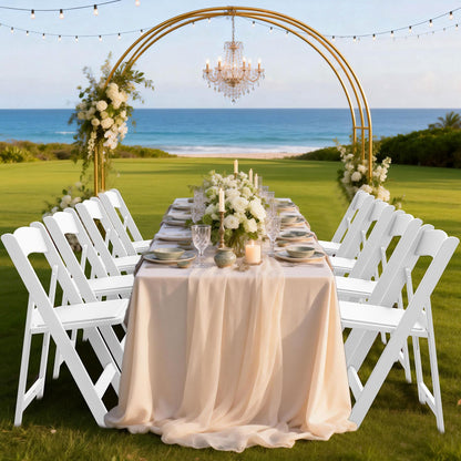 Nazhura Garden and Patio Folding Chair Set of 4 for Events and Wedding, Lightweight with Padded Seat, Water-Proof, Double Braced Frame, Non-Slip Feet, 900LB Capacity (White)