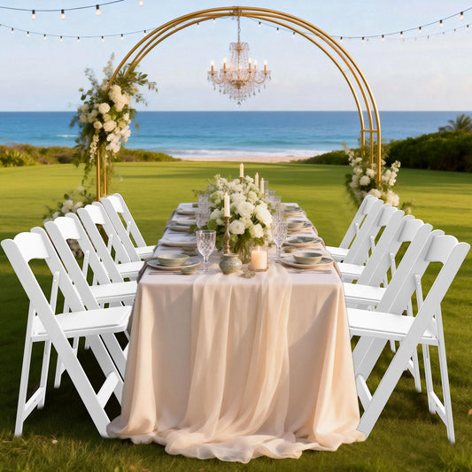 Nazhura Garden and Patio Folding Chair Set of 4 for Events and Wedding, Lightweight with Padded Seat, Water-Proof, Double Braced Frame, Non-Slip Feet, 900LB Capacity (White)
